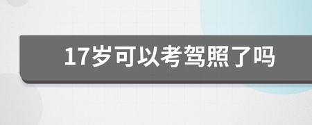 十七岁可以学车证（17岁可以学车?）