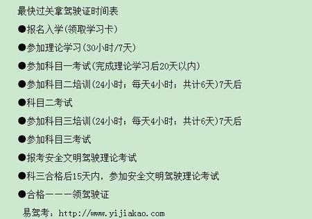 关于学车考驾照时间（关于学车考驾照时间的规定）